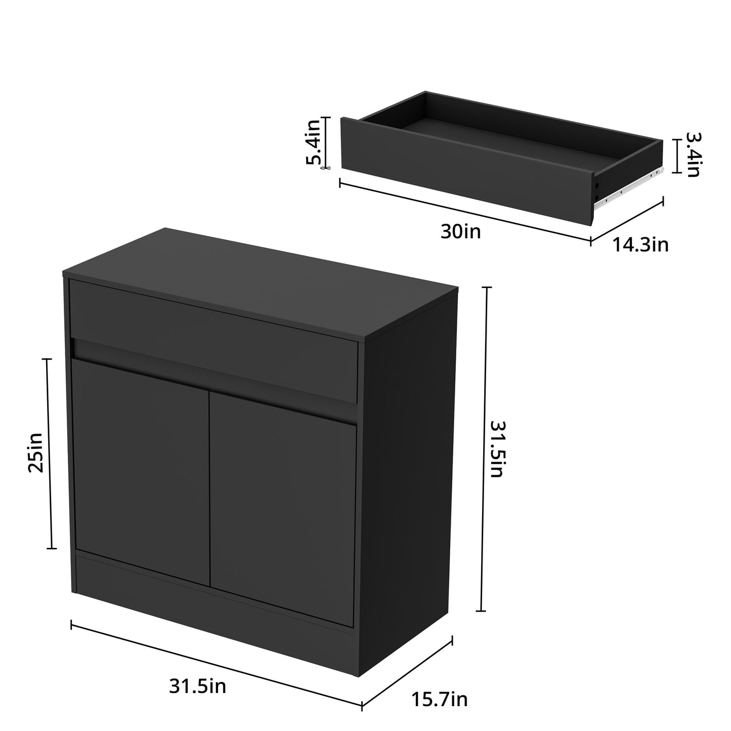 Buffet Cabinet with 2 Doors, Drawer, and Adjustable Shelf, Modern Kitchen Sideboard Coffee Bar for Living Room or Kitchen, Black