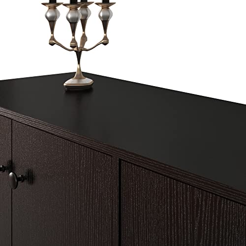 Black Sideboard Buffet Cabinet with 4 Doors, Kitchen and Living Room Storage Console Table