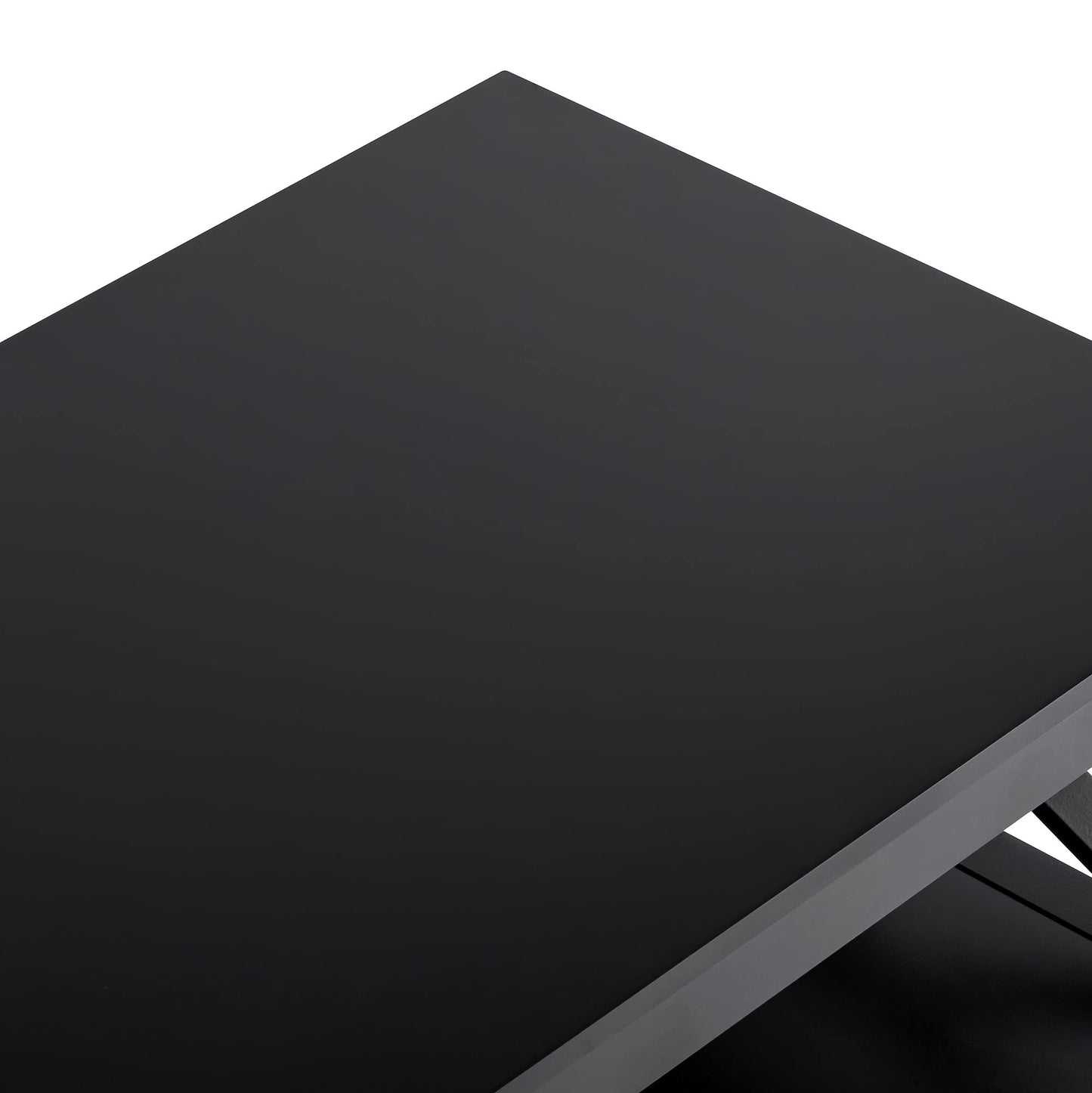 Black Wood Coffee Table with Thick Legs and Storage for Living Room