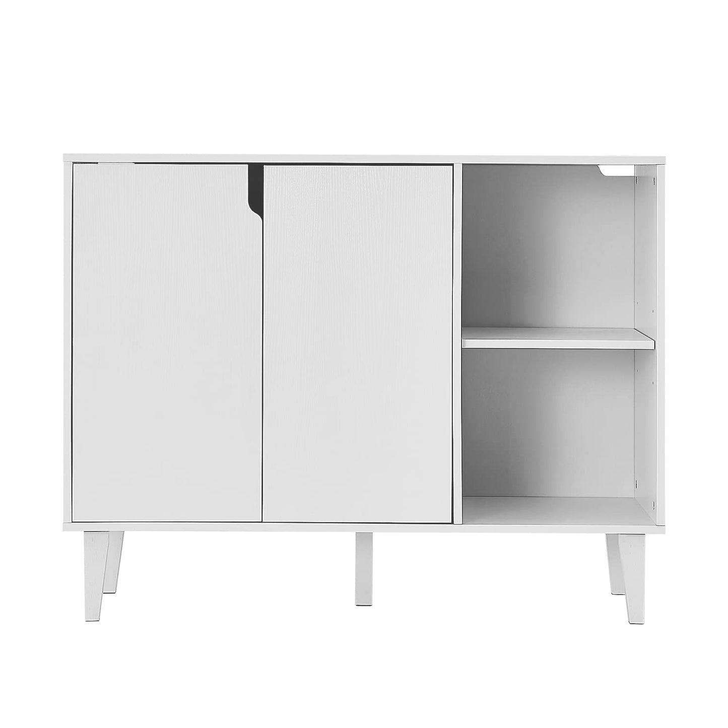 White Kitchen Buffet Cabinet with 2 Doors and 2 Shelves, Storage Sideboard, 41.8" L x 15" W x 32.5" H