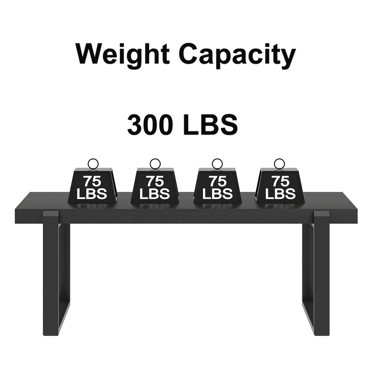 FOLUBAN 47" Black Coffee Table – Modern Industrial Wood and Metal Rectangle Center Table for Living Room