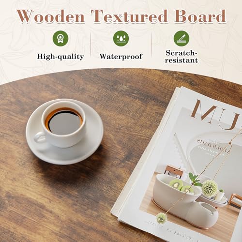 OLIXIS Rustic Wooden Lift Top Coffee Table – Hidden Compartment & Ample Storage Shelf, Convertible Dining Table for Living Room or Small Spaces