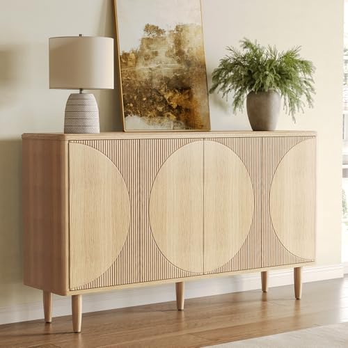 **LITTLE TREE 59" Buffet Cabinet Sideboard with Storage, Modern Sideboard Buffet Table with Doors for Living Room and Dining Room**