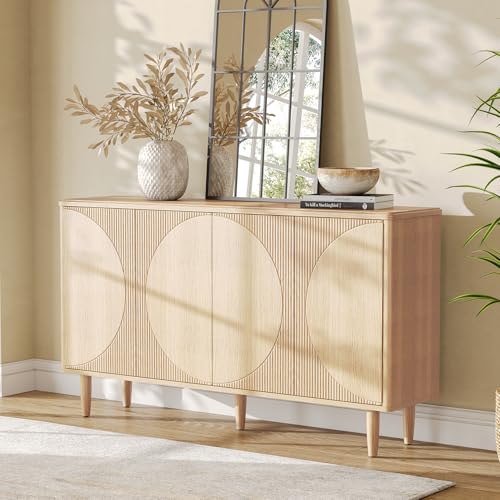 **LITTLE TREE 59" Buffet Cabinet Sideboard with Storage, Modern Sideboard Buffet Table with Doors for Living Room and Dining Room**