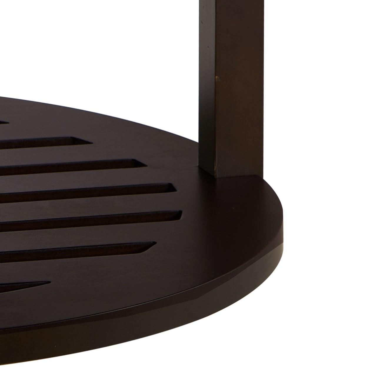 24KF Large Round Upholstered Tufted Linen Ottoman Coffee Table with Wooden Storage Shelf, Large Footrest Ottoman for Living Room, Dark Gray