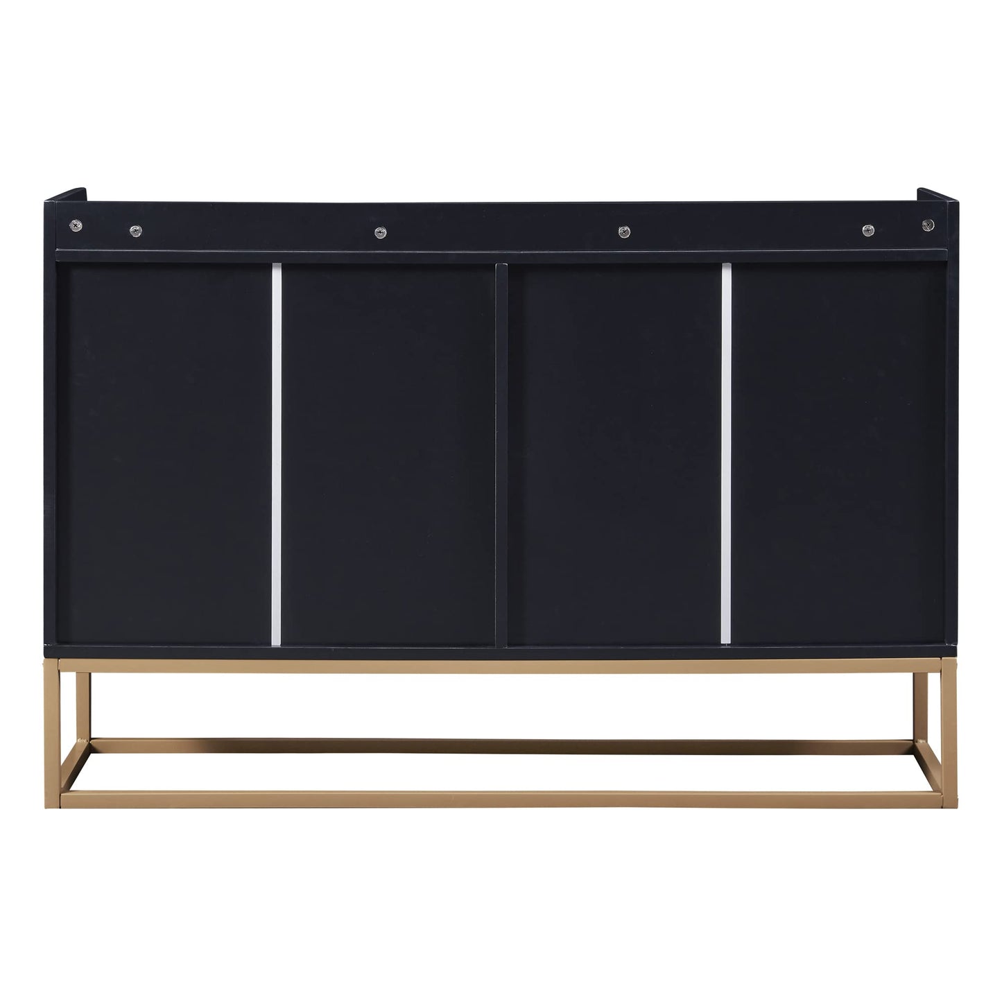 Modern Wood Sideboard Buffet Cabinet with Doors, Adjustable Shelves, and Metal Base, Kitchen Storage for Small Spaces, Black