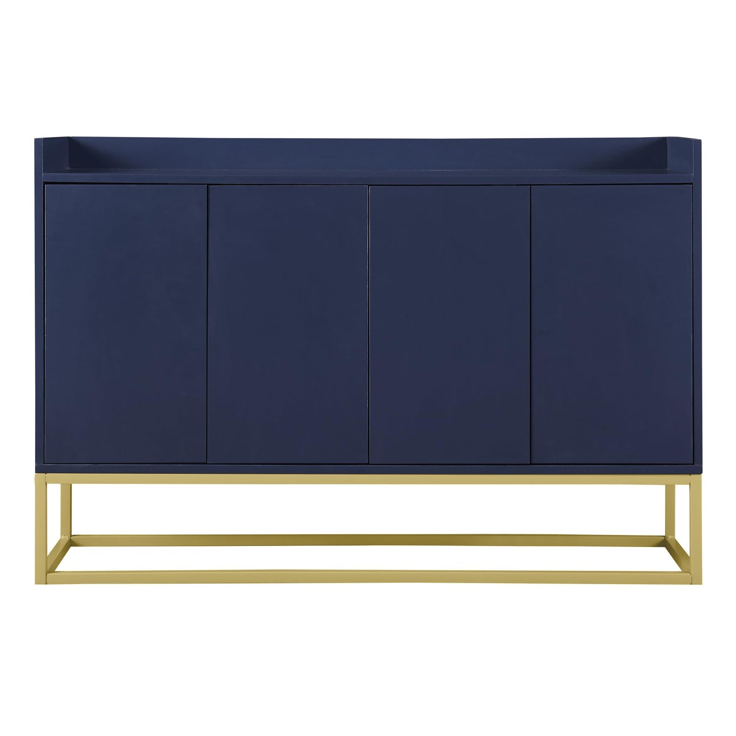 Modern Wood Sideboard Buffet Cabinet with Doors, Adjustable Shelves, and Metal Base, Kitchen Storage for Small Spaces, Navy Blue