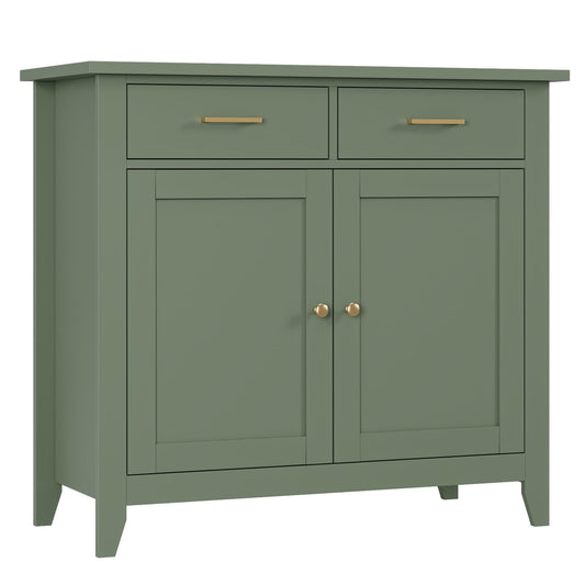 HORSTORS Modern Farmhouse Buffet Cabinet with Storage, Kitchen Sideboard Coffee Bar with 2 Drawers and 2 Doors, Floor Storage Cabinet for Living Room, Dining Room, or Bathroom, Green