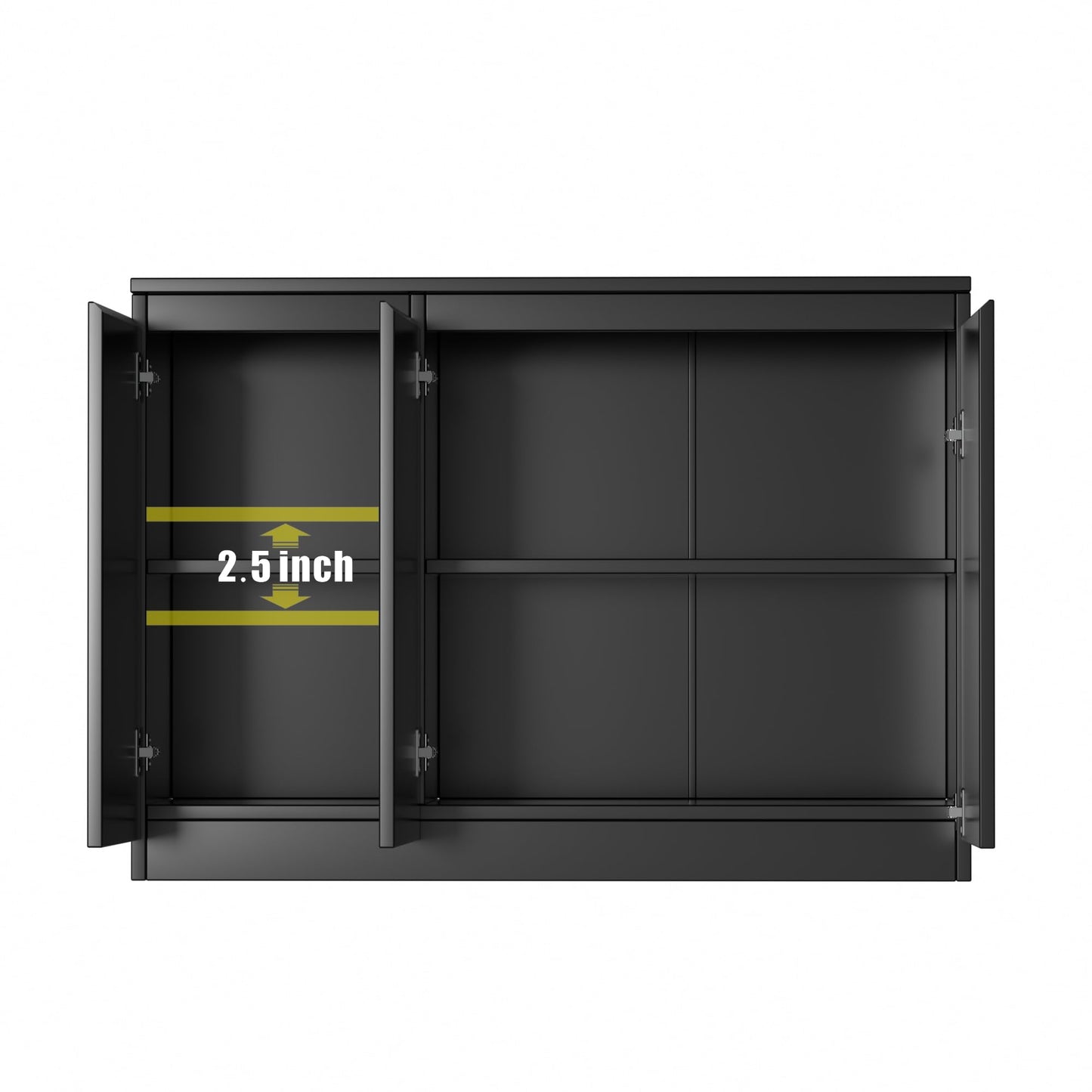 43" Black Buffet Storage Cabinet with 3 Doors, Coffee Bar Sideboard for Kitchen or Living Room, 43.3" W x 31.5" H