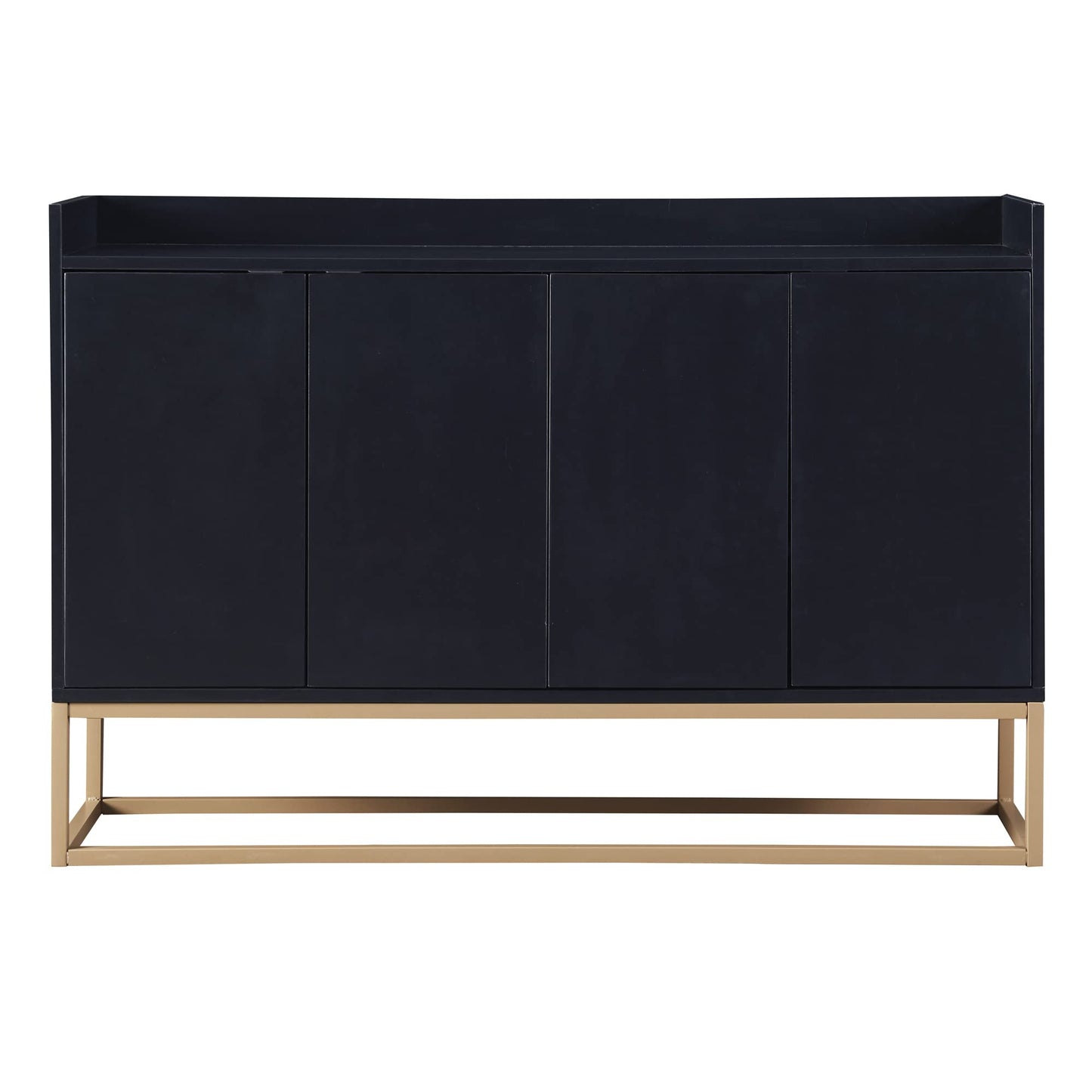 Modern Wood Sideboard Buffet Cabinet with Doors, Adjustable Shelves, and Metal Base, Kitchen Storage for Small Spaces, Black