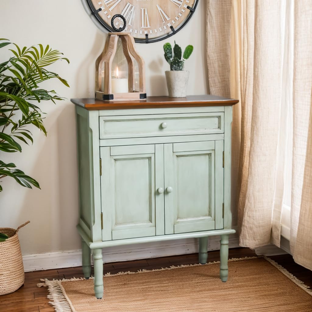 **Storage Cabinet, Coffee Bar Buffet Sideboard with Doors and Drawers, Modern Buffet Cabinet Storage Table for Kitchen, Dining Room, Entryway, and Living Room, Green**