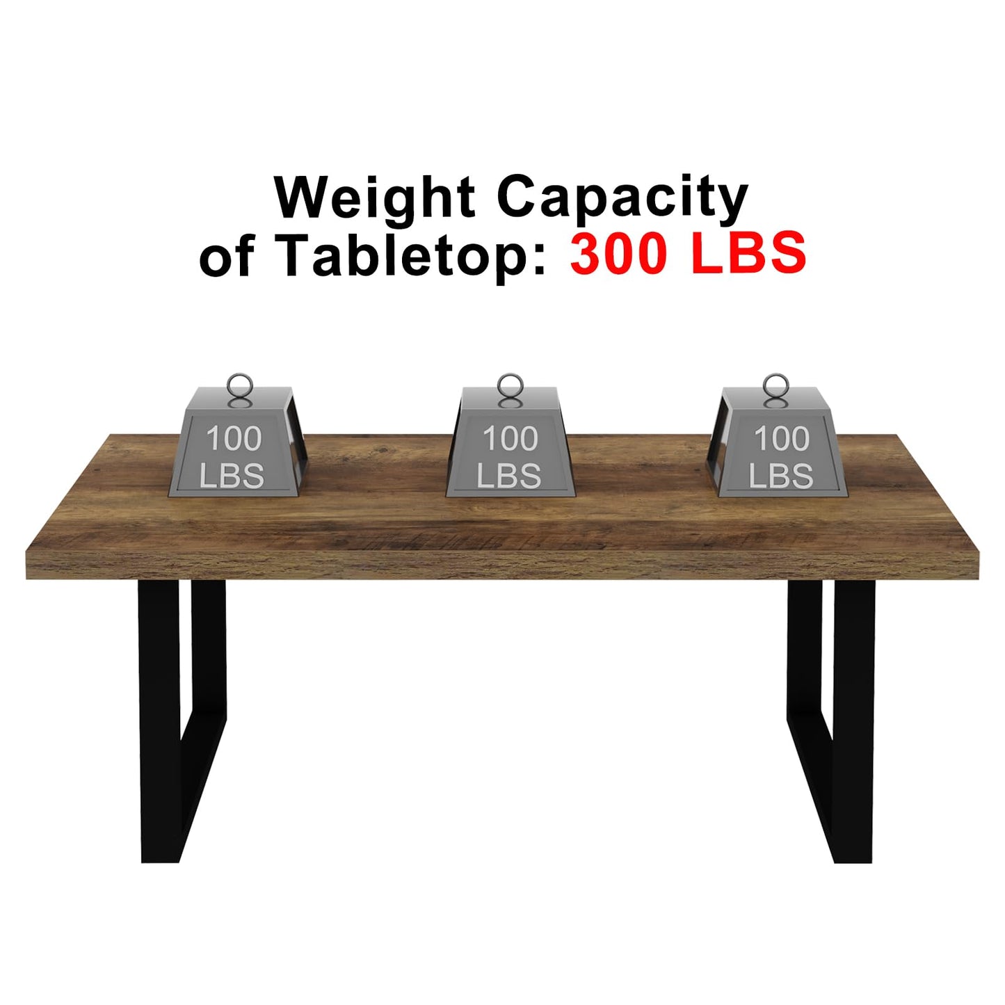 IBF 47" Farmhouse Coffee Table – Modern Industrial Wood and Metal Rectangle Center Table, Simple Rustic Oak Tea Table for Living Room, Bedroom, or Office