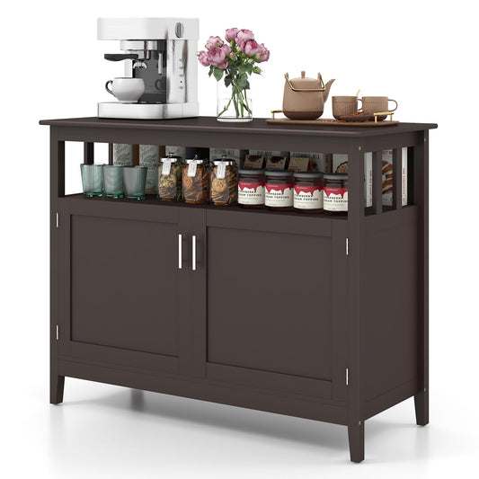 Freestanding Buffet Cabinet with Adjustable Shelf, Kitchen Storage Sideboard Console Table, 45" x 20" x 36", Brown