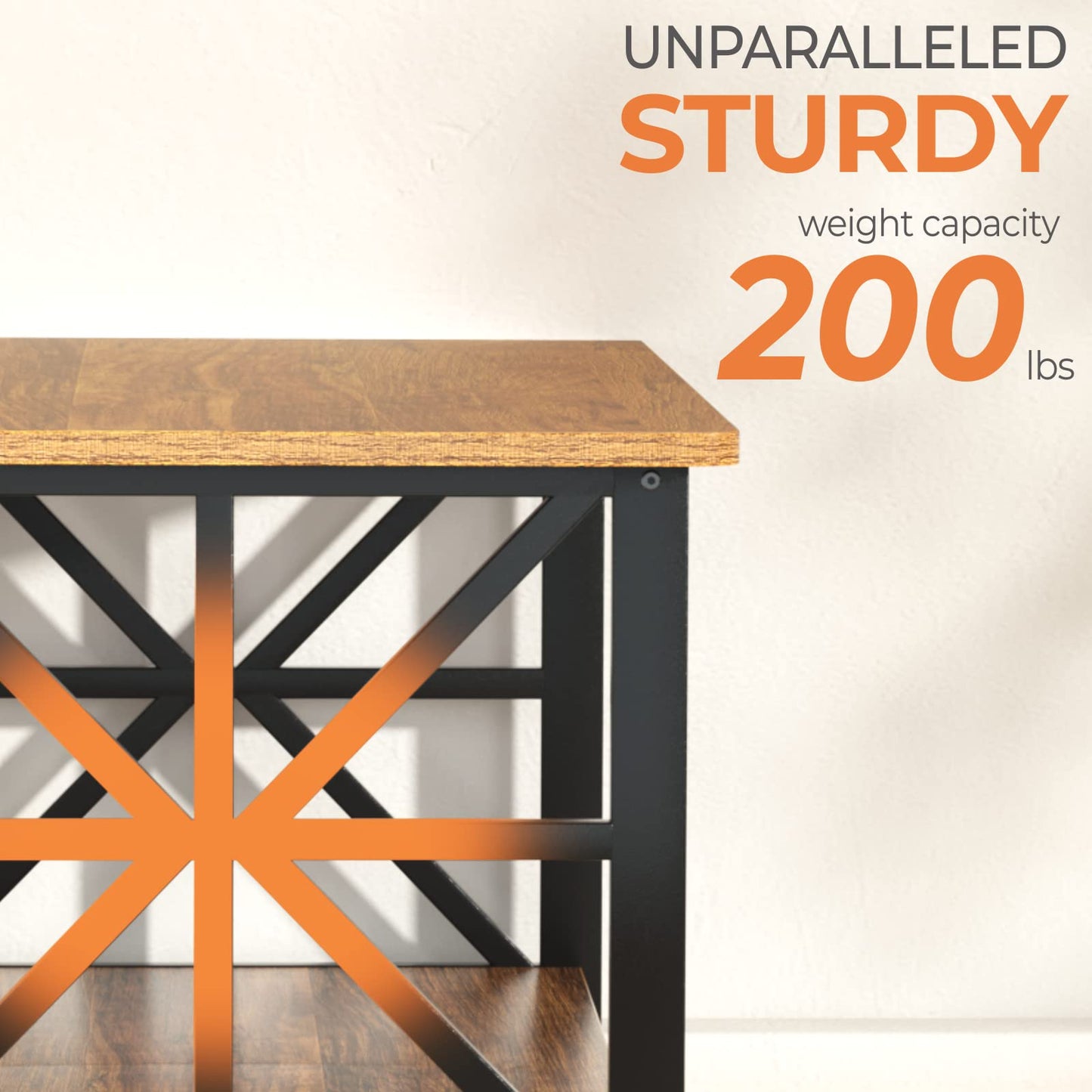 GreenForest 39" Coffee Table with Round Corners, Farmhouse Center Table with 2-Tier Storage Shelf & X-Frame Design for Living Room, Walnut