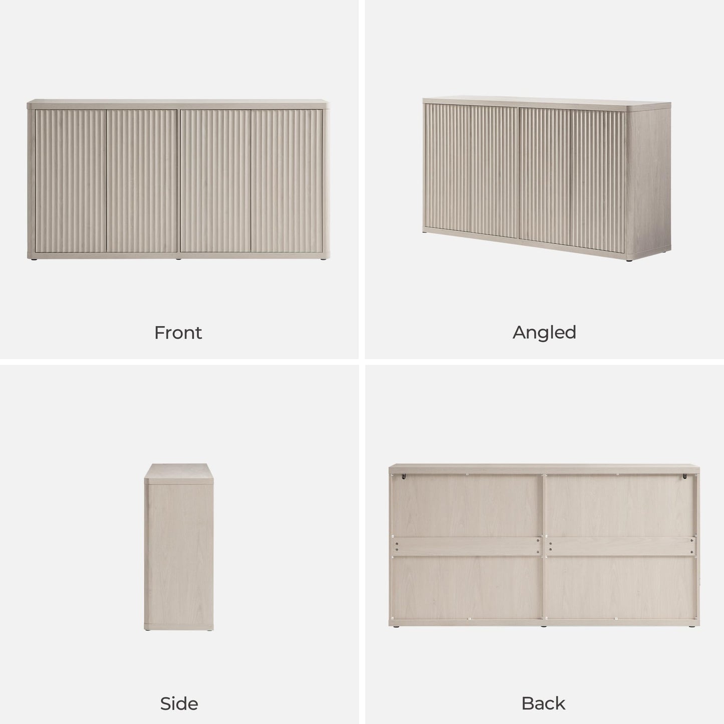 SICOTAS 66.3" Fluted Buffet Cabinet with Storage, Modern Sideboard with 4 Doors, Wide Credenza Buffet Table Media Console Cabinet for Entryway, Kitchen, Dining Room, Living Room, or Hallway