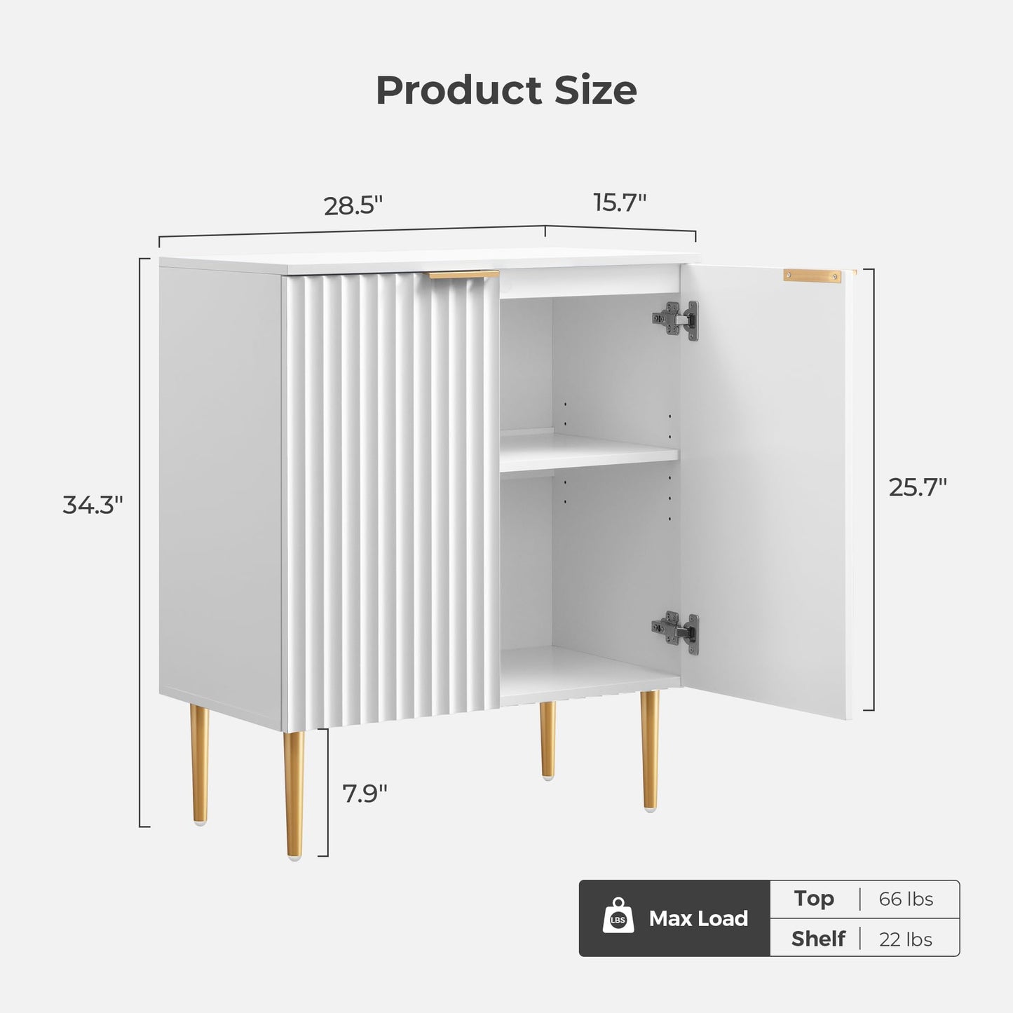 57" Modern Sideboard Buffet Cabinet with 4 Doors and Adjustable Shelf, Space-Saving Storage Console for Entryway, Kitchen, or Living Room, White