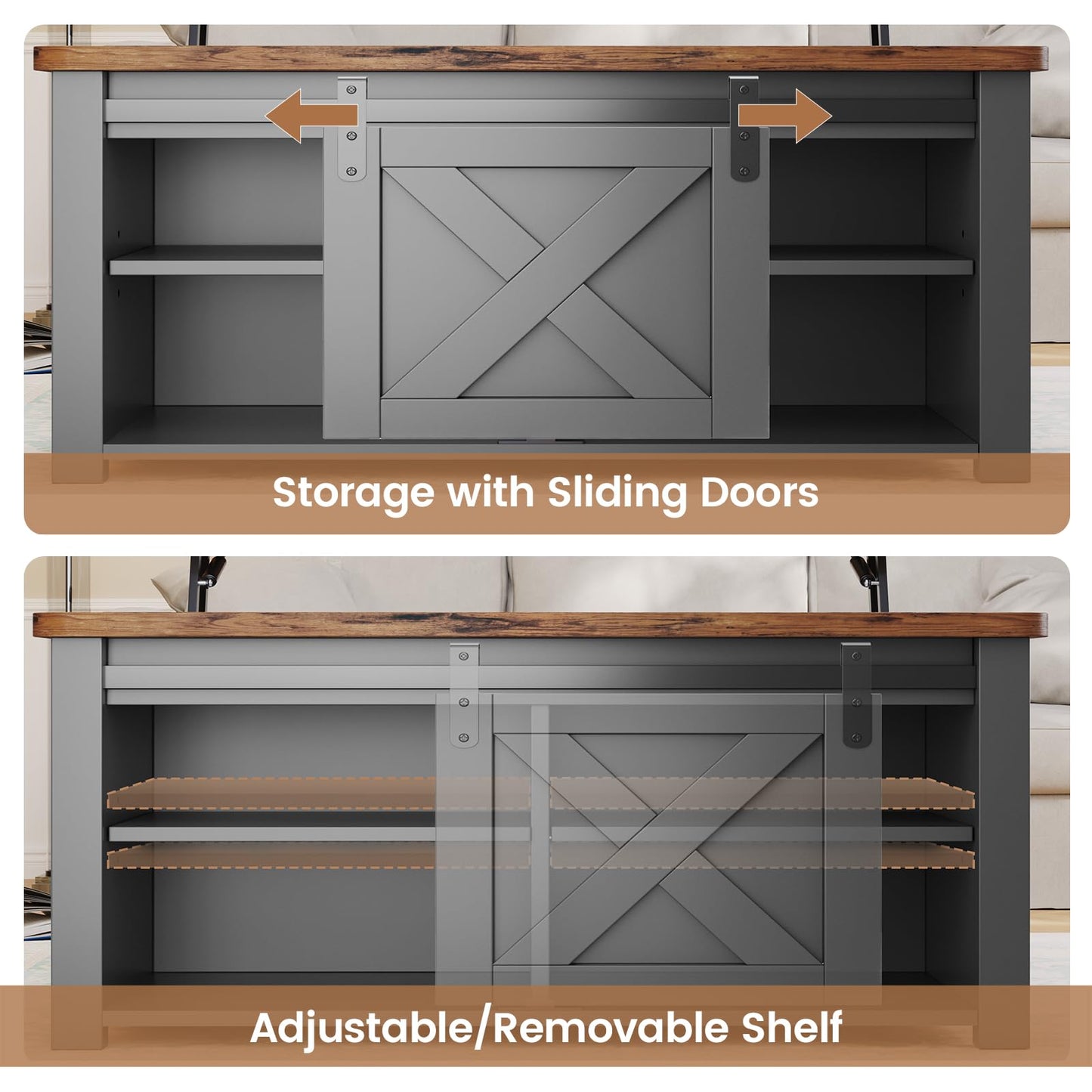 SEDETA 31.5" Lift Top Square Coffee Table with Storage – Farmhouse Living Room Table with Large Hidden Compartment, Adjustable Shelves & Modern Black Finish