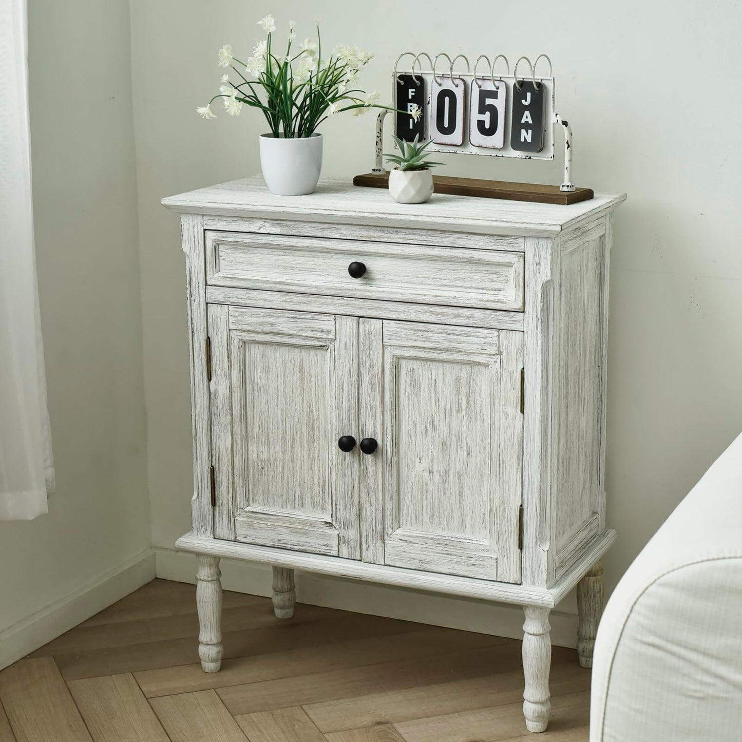 **Storage Cabinet, Coffee Bar Buffet Sideboard with Doors and Drawers, Modern Buffet Cabinet Storage Table for Kitchen, Dining Room, Entryway, and Living Room, Wash White**