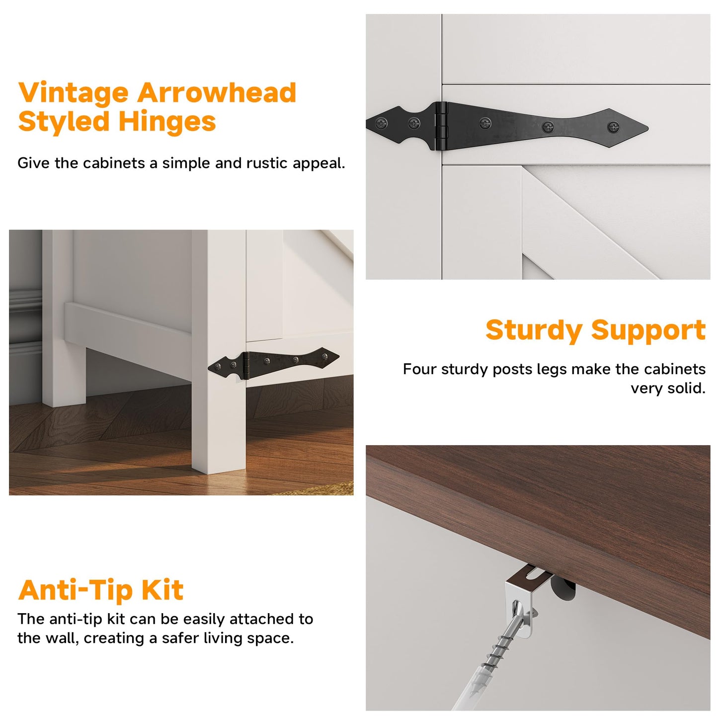 **YGEOMER Farmhouse Buffet Cabinet Sideboard with 3 Drawers and 2 Doors, Wood Coffee Bar Storage Cabinet for Kitchen or Dining Room**