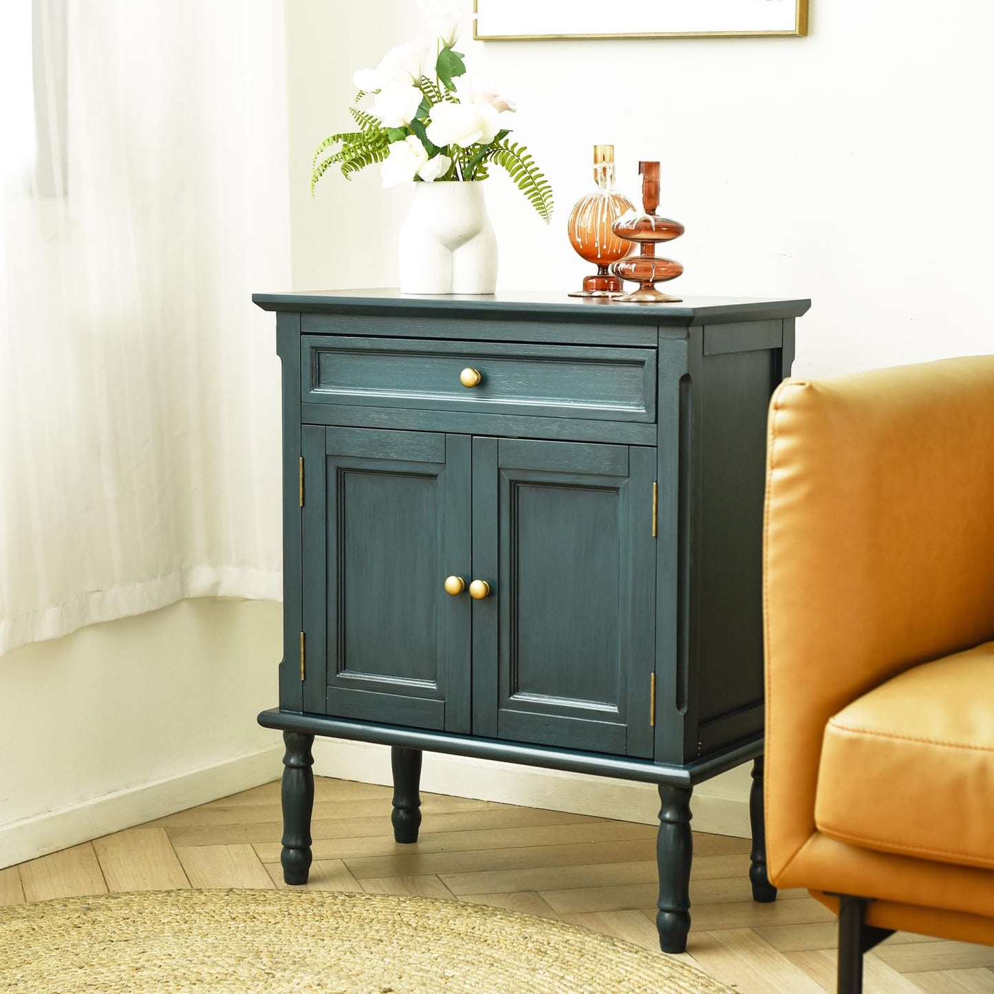 **Storage Cabinet, Coffee Bar Buffet Sideboard with Doors and Drawers, Modern Buffet Cabinet Storage Table for Kitchen, Dining Room, Entryway, and Living Room, Navy Blue**