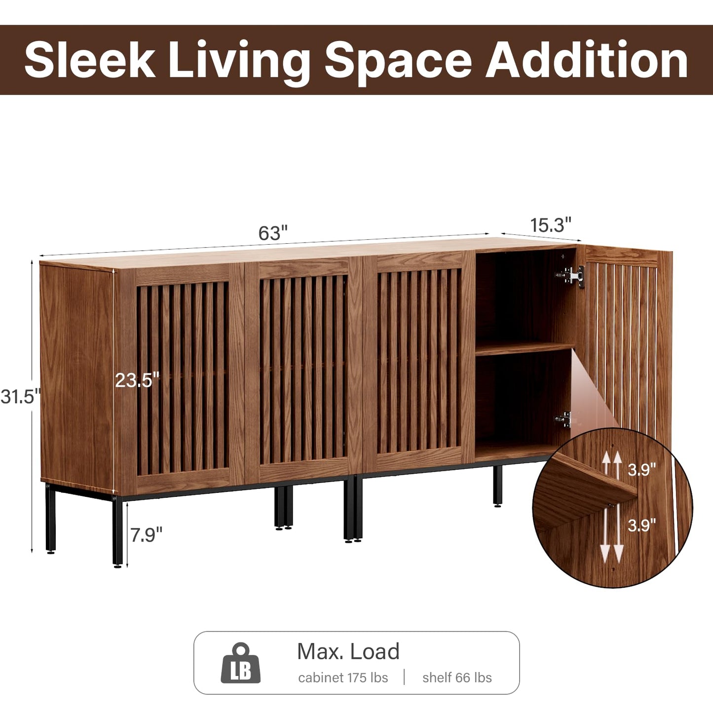 **Set of 2 Accent Storage Cabinets with Doors and Adjustable Shelves, Freestanding Buffet Cabinets, Modern Sideboard Buffet Cabinets for Living Room, Dining Room, Kitchen, and Hallway, Brown**