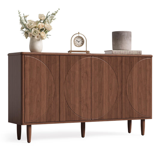LITTLE TREE 59-Inch Buffet Cabinet Sideboard with Storage, Modern Sideboard Buffet Table with Doors for Living Room, Dining Room (Walnut)