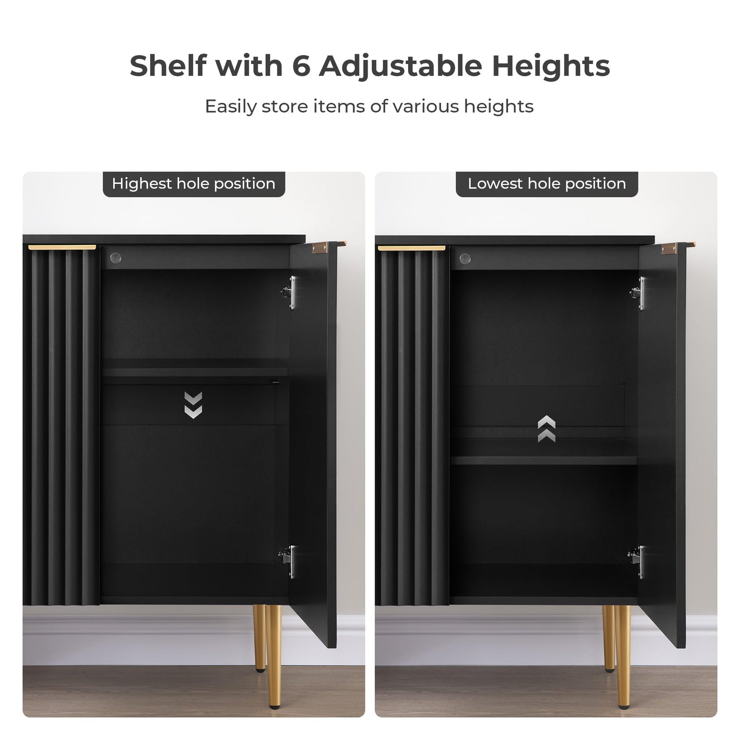 57" Modern Sideboard Buffet Cabinet with 4 Doors and Adjustable Shelf, Space-Saving Storage Console for Entryway, Kitchen, or Living Room, White