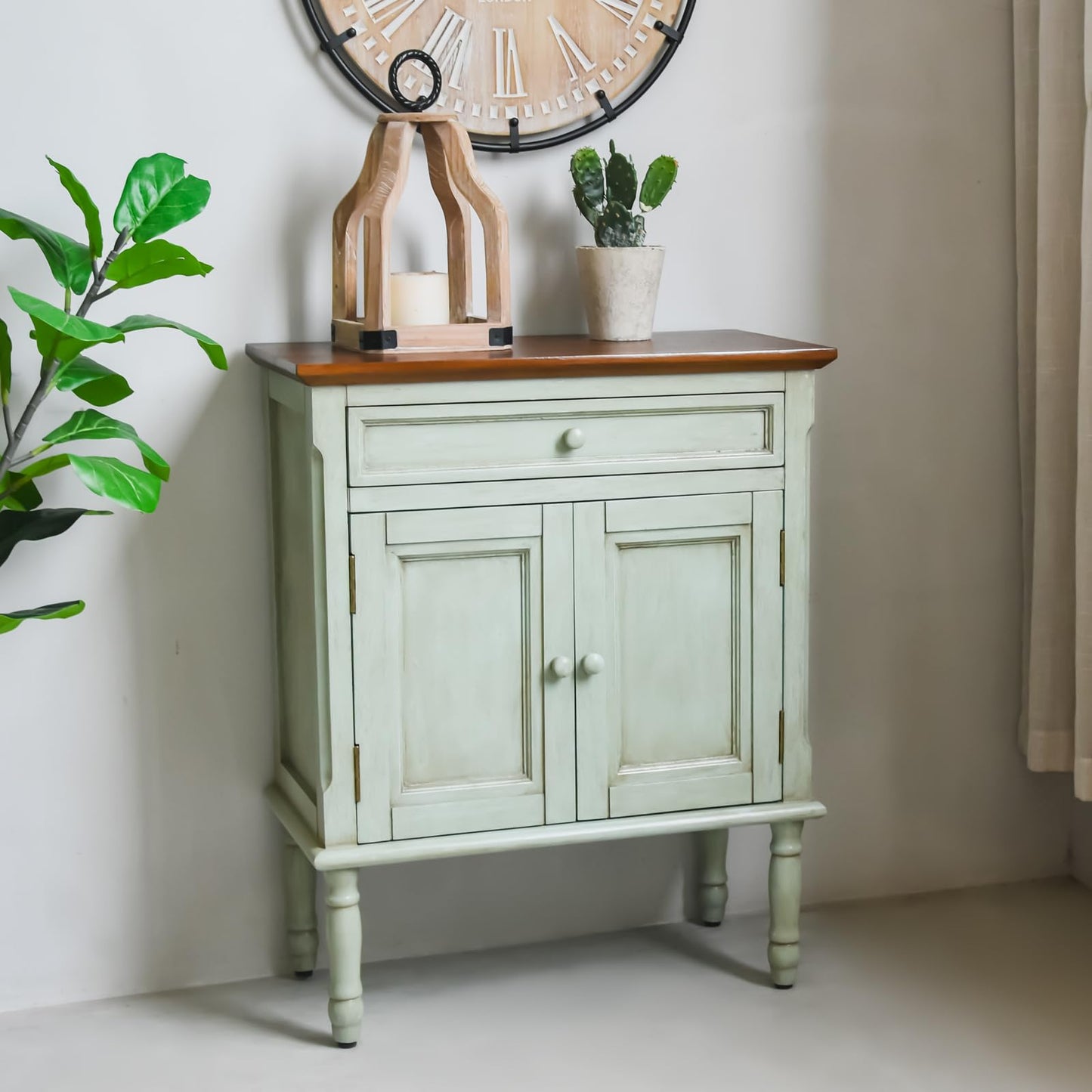 **Storage Cabinet, Coffee Bar Buffet Sideboard with Doors and Drawers, Modern Buffet Cabinet Storage Table for Kitchen, Dining Room, Entryway, and Living Room, Green**