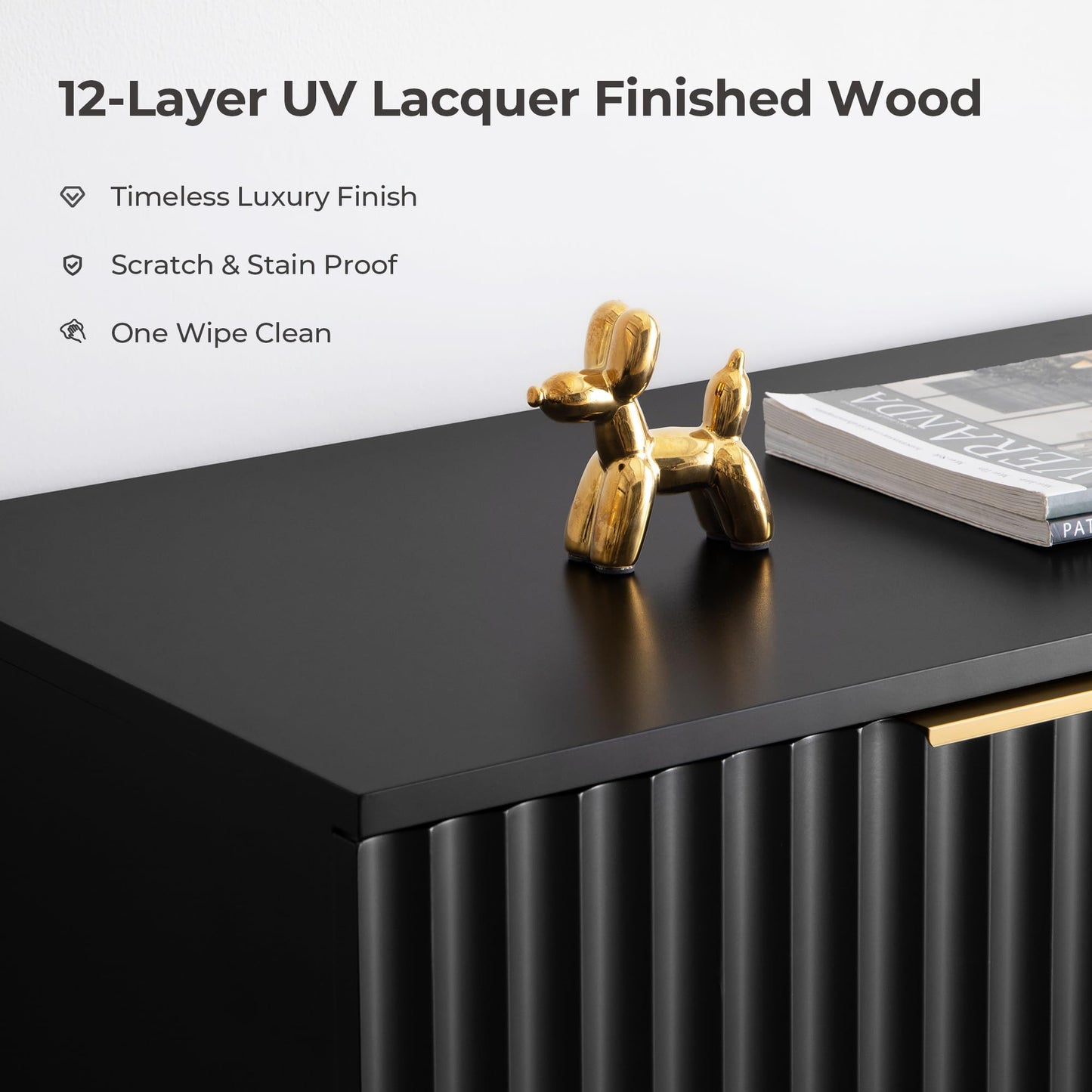 57" Modern Sideboard Buffet Cabinet with 4 Doors and Adjustable Shelf, Space-Saving Storage Console for Entryway, Kitchen, or Living Room, White