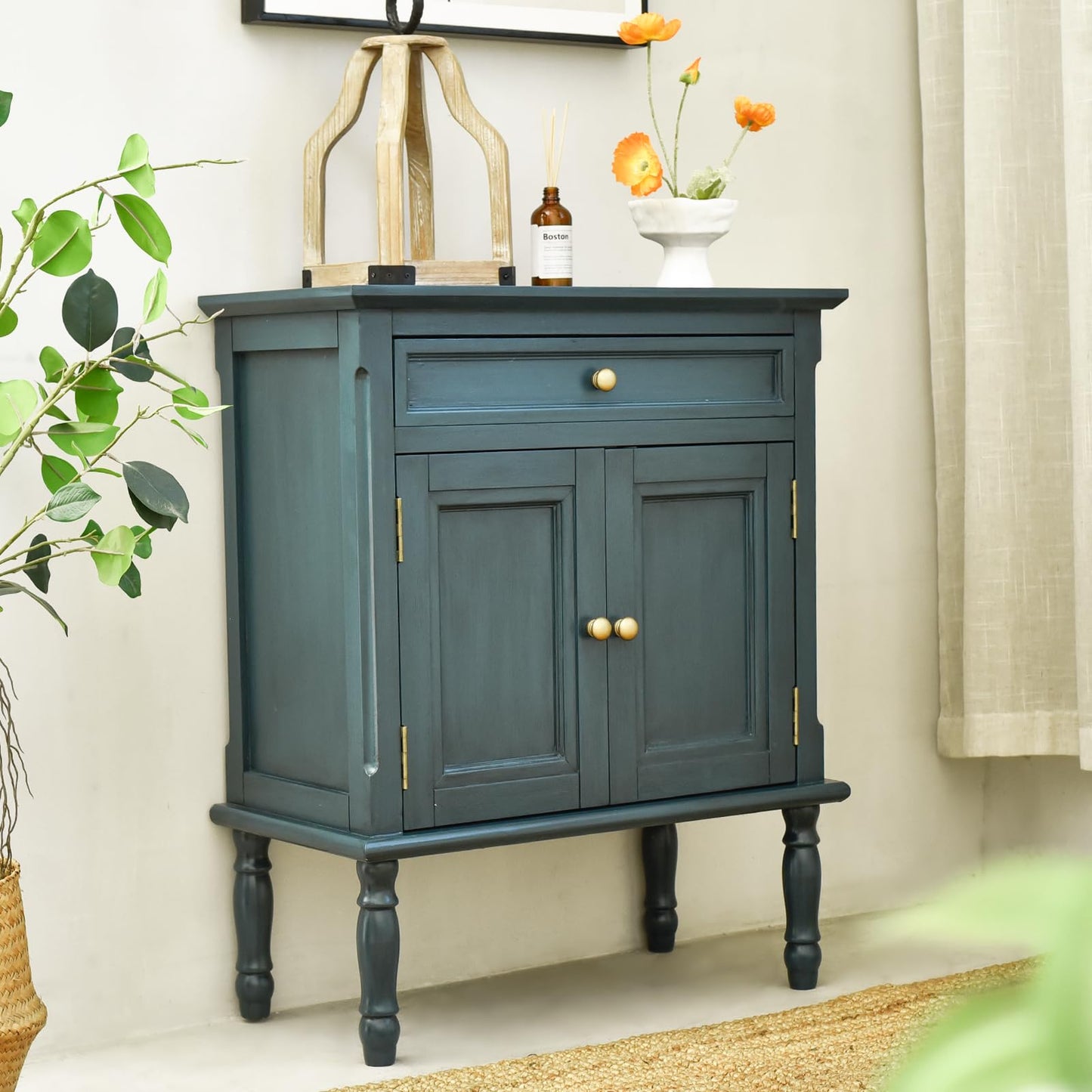 **Storage Cabinet, Coffee Bar Buffet Sideboard with Doors and Drawers, Modern Buffet Cabinet Storage Table for Kitchen, Dining Room, Entryway, and Living Room, Navy Blue**