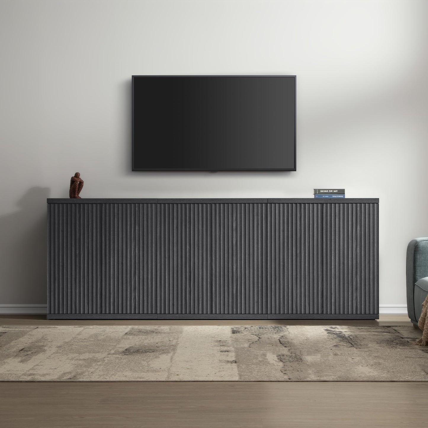 **SICOTAS 3-Piece Buffet Cabinet Set with Storage, Modern Fluted Sideboards and Credenzas with Doors & Shelves, Mid-Century Coffee Bar Media Console for Living Room, Kitchen, Dining Room, or Hallway**