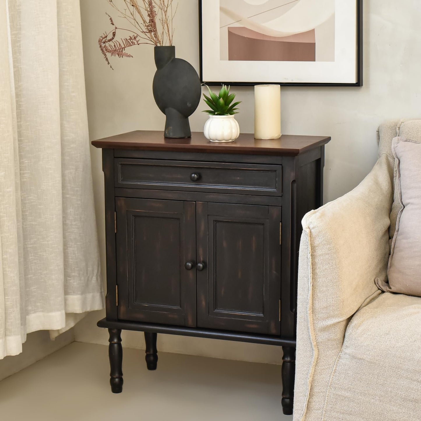 **Storage Cabinet, Coffee Bar Buffet Sideboard with Doors and Drawers, Modern Buffet Cabinet Storage Table for Kitchen, Dining Room, Entryway, and Living Room, Black**