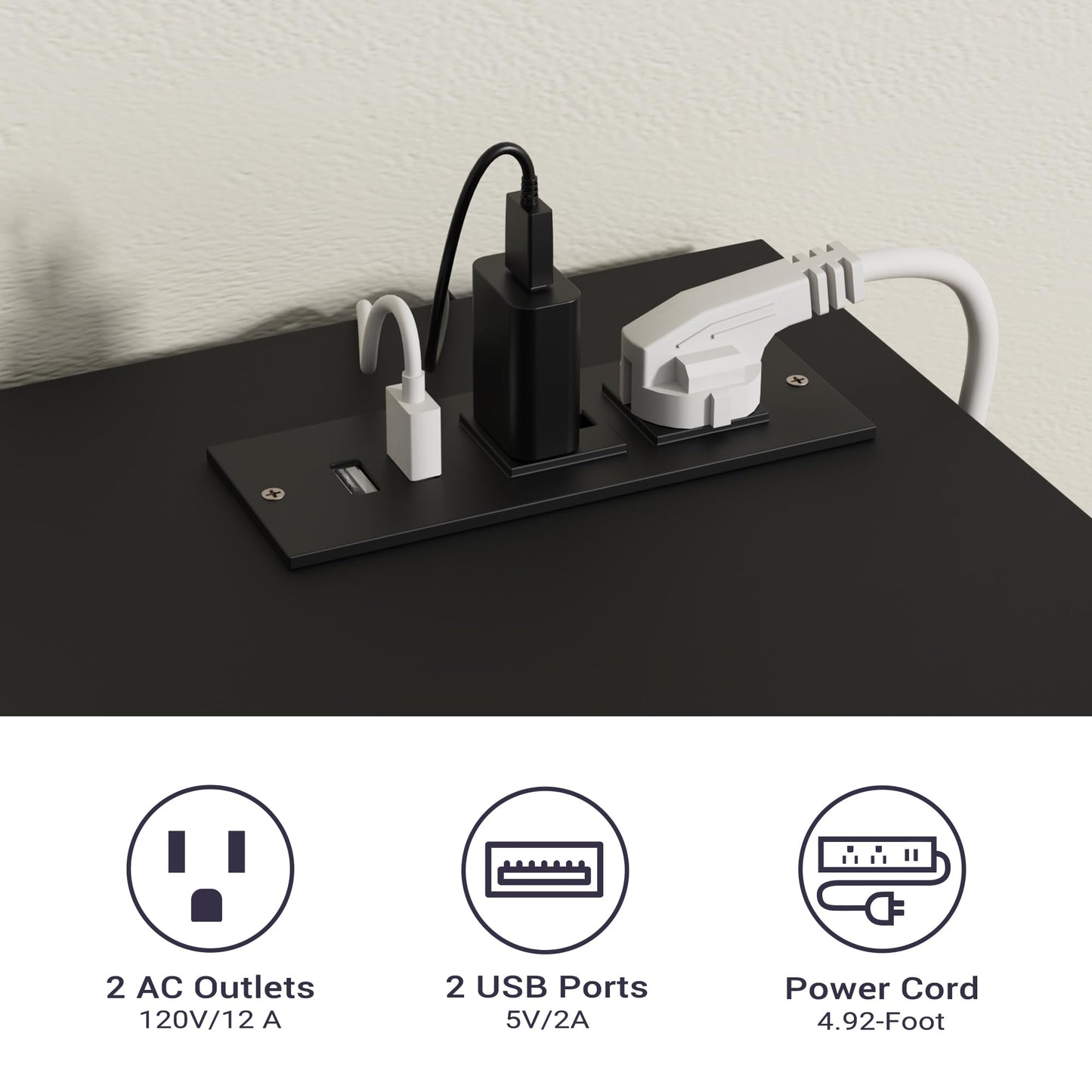 High Gloss Buffet Cabinet with LED Lights and Charging Station, Modern Handleless Sideboard Coffee Bar with 3 Doors for Living Room or Entryway, Black