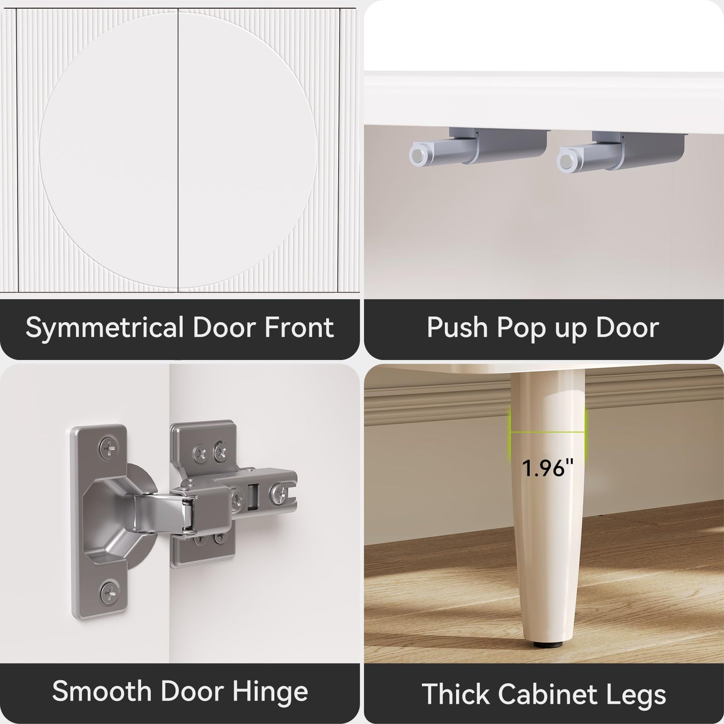 **LITTLE TREE 59" Buffet Cabinet Sideboard with Storage, Modern Sideboard Buffet Table with Doors for Living Room and Dining Room, White**