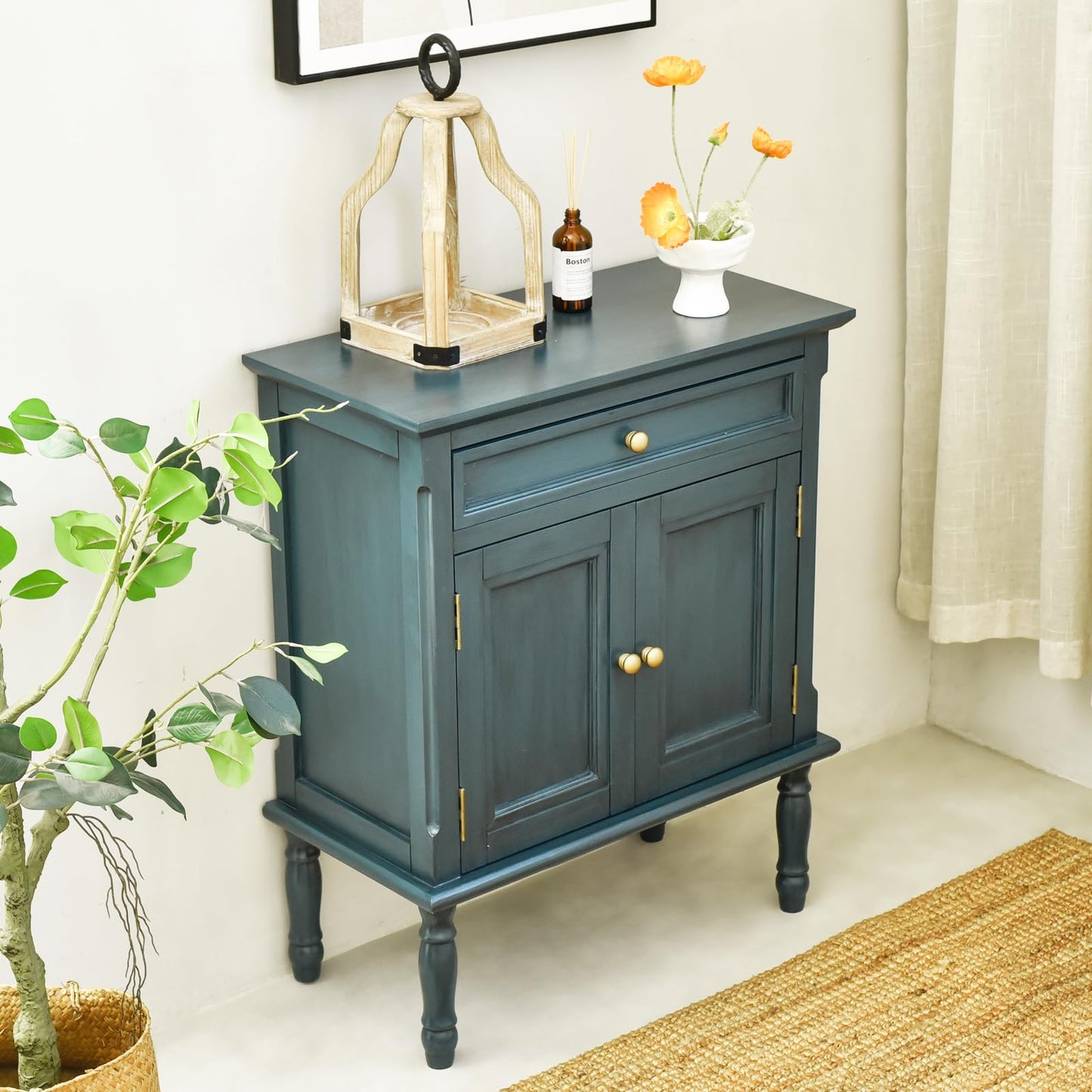 **Storage Cabinet, Coffee Bar Buffet Sideboard with Doors and Drawers, Modern Buffet Cabinet Storage Table for Kitchen, Dining Room, Entryway, and Living Room, Navy Blue**
