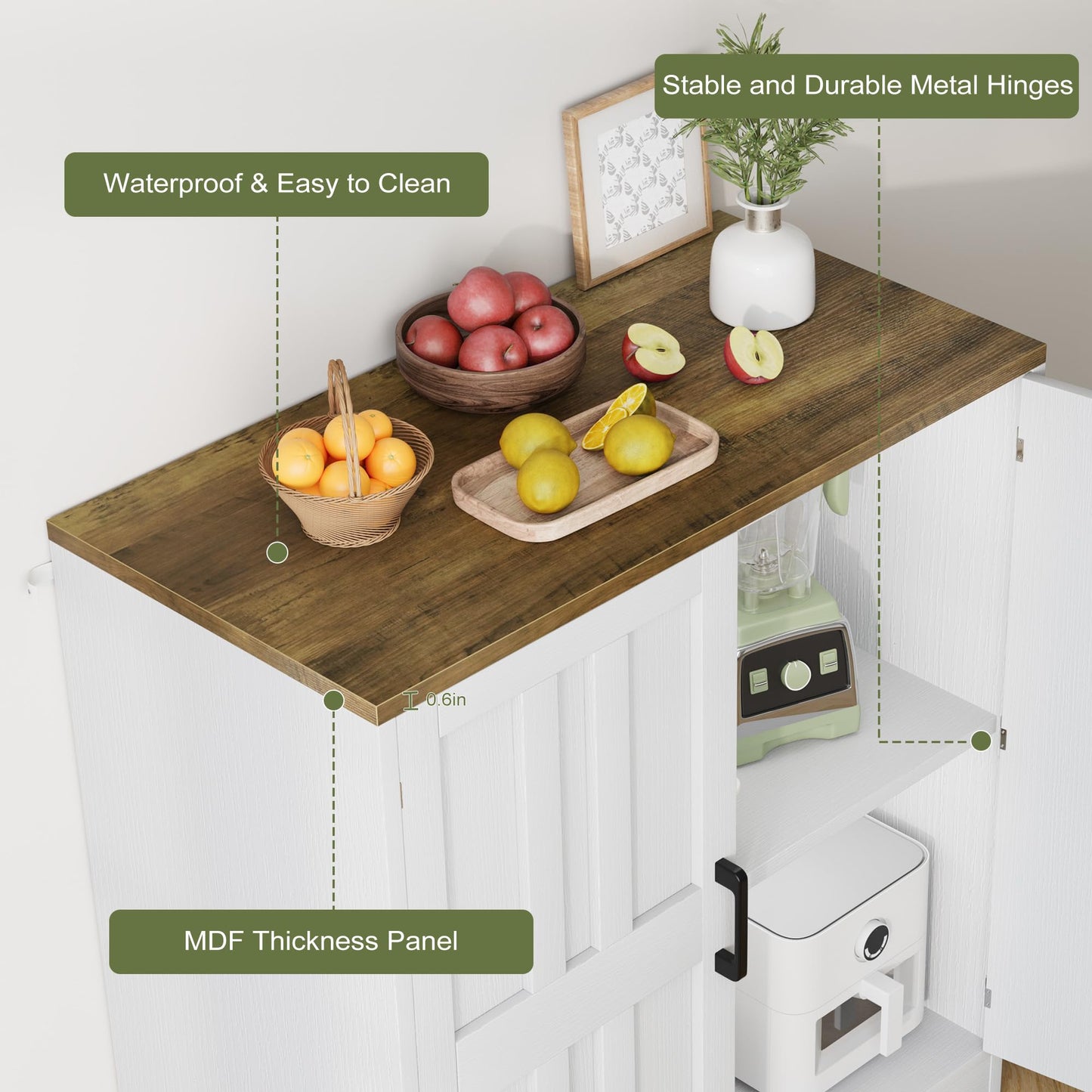 Sideboard Buffet Cabinet, Modern Farmhouse Kitchen Storage Cabinet, Small Modular Accent Cabinet Coffee Station Bar Media Console Table Credenza for Kitchen Dining Room, Living Room Entryway Hallway