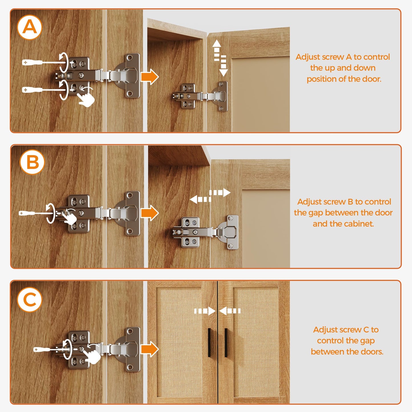 **Rattan Buffet Cabinet with Storage, Sideboard with Doors and Adjustable Shelves, Farmhouse Coffee Bar Station, Modern Wood Cupboard for Kitchen, Living Room, or Dining Room**