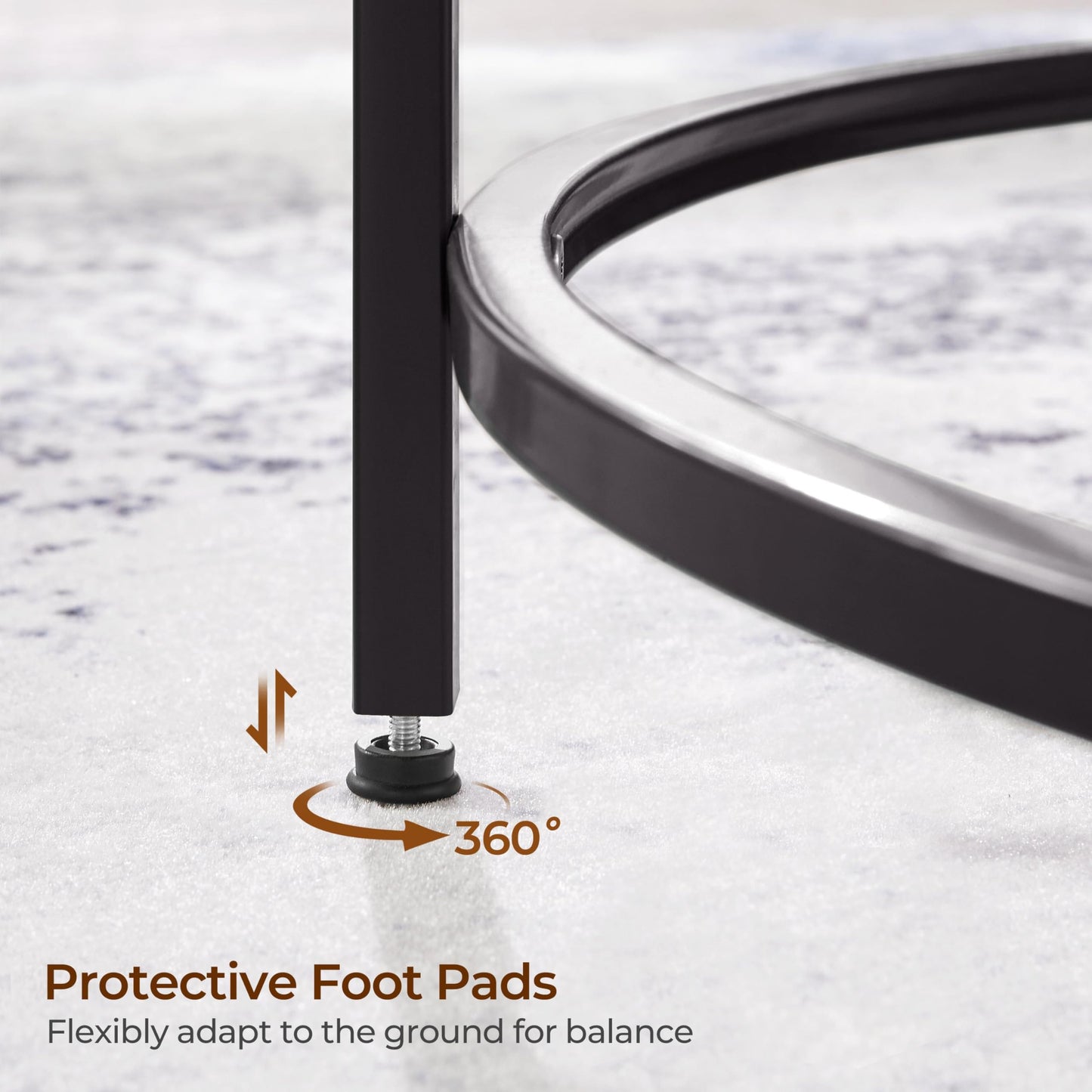 27.6" Round Glass Coffee Table with Black Metal Frame for Living Room, Office, or Apartment