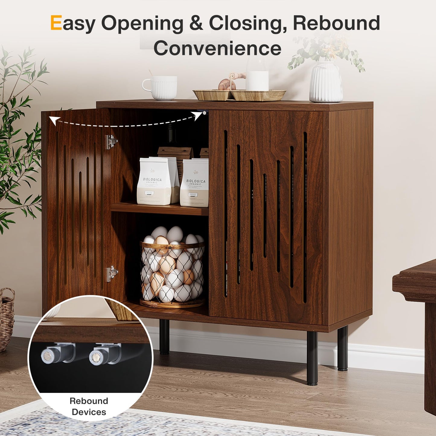 Tribesigns Set of 2 Buffet Sideboard Cabinets with Storage, 59" Long Sideboards with Adjustable Shelves, Modern Accent Storage Cabinets for Living Room, Dark Brown