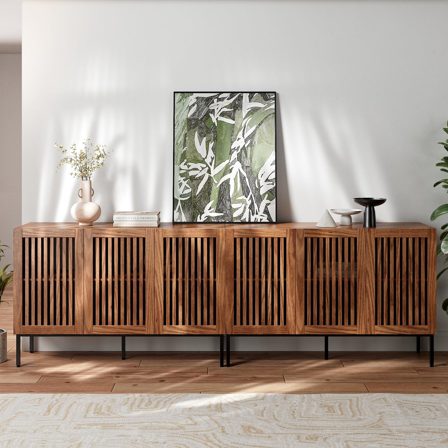 **Set of 2 Accent Storage Cabinets with 3 Doors and Adjustable Shelves, Freestanding Buffet Cabinets, Modern Sideboard Buffet Cabinets for Living Room, Dining Room, Kitchen, and Hallway**