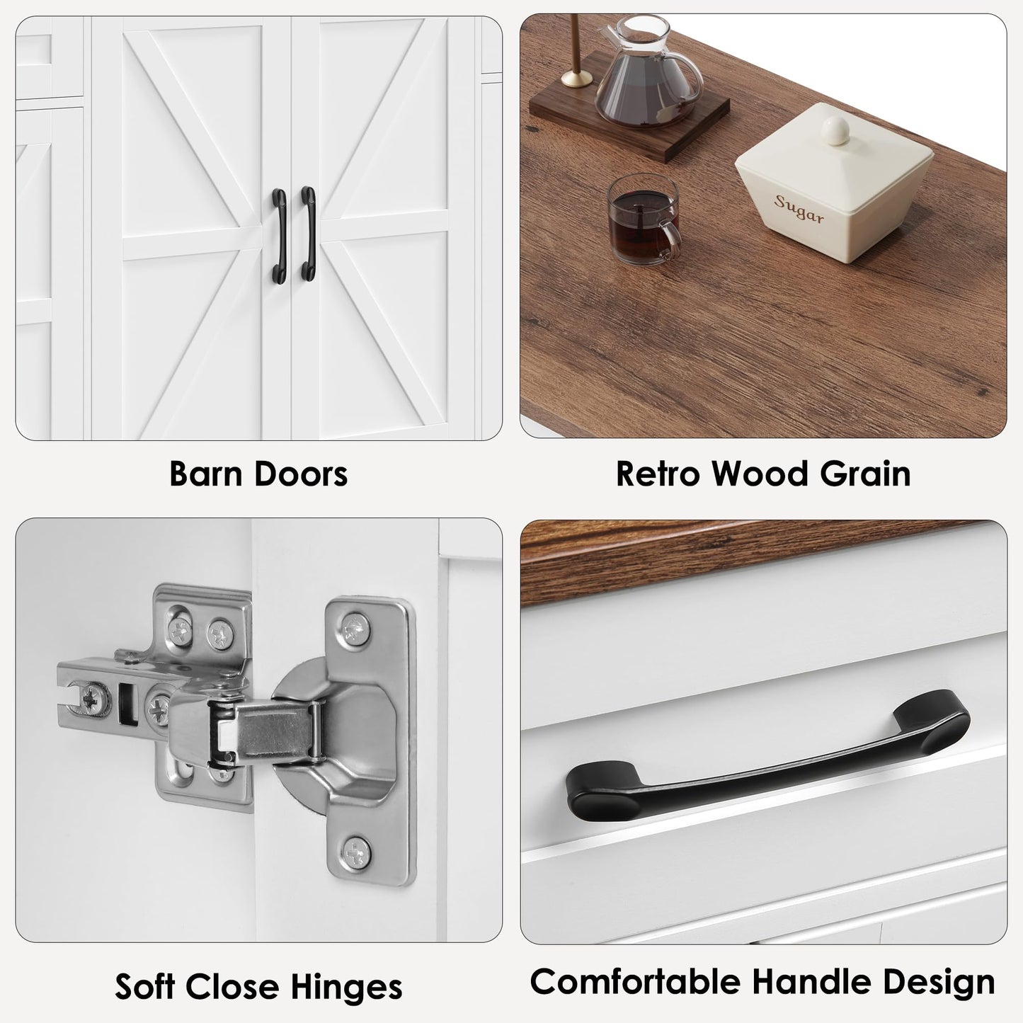 **YGEOMER Farmhouse Buffet Cabinet Sideboard with 3 Drawers and 2 Doors, Wood Coffee Bar Storage Cabinet for Kitchen or Dining Room**