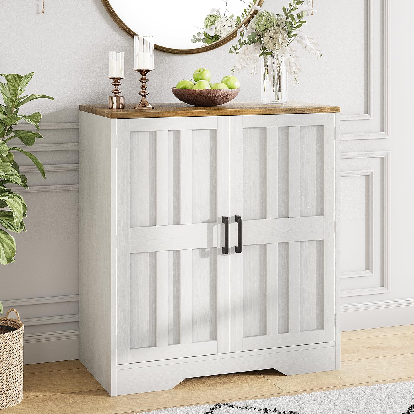 Sideboard Buffet Cabinet, Modern Farmhouse Kitchen Storage Cabinet, Small Modular Accent Cabinet Coffee Station Bar Media Console Table Credenza for Kitchen Dining Room, Living Room Entryway Hallway