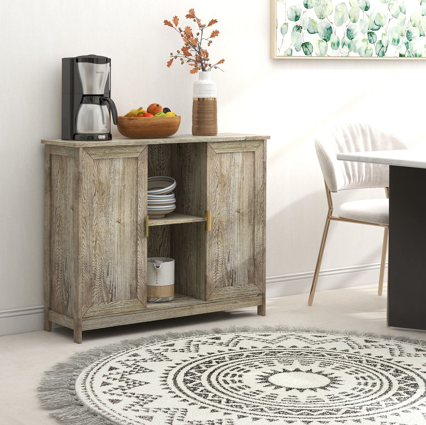 Farmhouse Buffet Cabinet with Storage, Entryway Sideboard Credenza, Narrow Console Table for Hallway