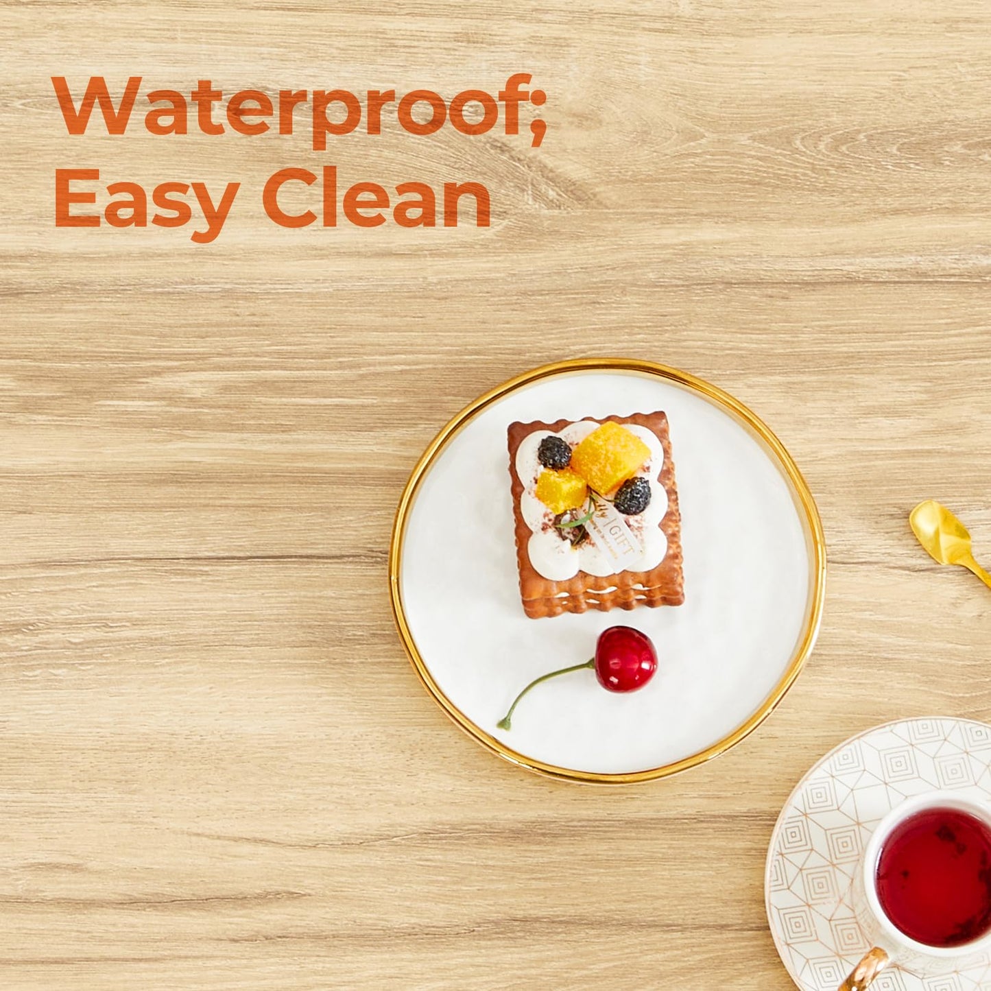 GreenForest 39" Coffee Table with Round Corners, Farmhouse Center Table with 2-Tier Storage Shelf, X-Frame Design for Living Room, Oak