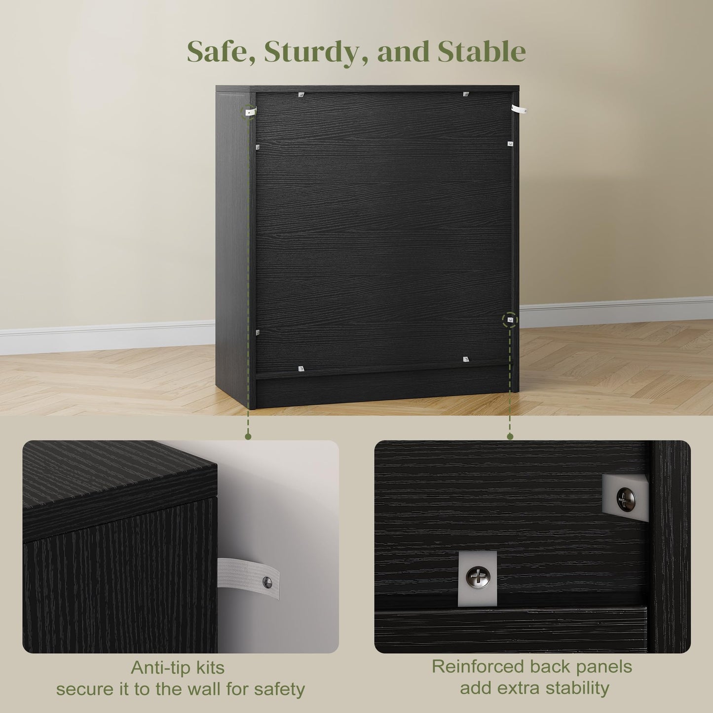 Modern Farmhouse Sideboard Buffet Cabinet, Small Modular Storage Console Table for Kitchen, Dining, Living Room, Entryway, or Hallway