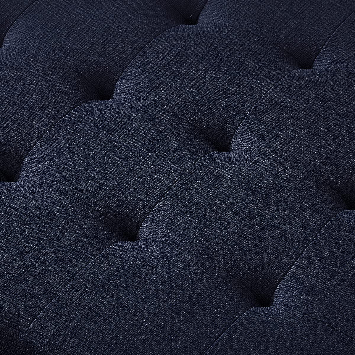 24KF Large Square Upholstered Tufted Linen Ottoman Coffee Table with Solid Wood Storage Shelf, Large Footrest Ottoman for Living Room, Navy Blue