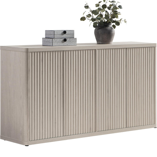 SICOTAS 66.3" Fluted Buffet Cabinet with Storage, Modern Sideboard with 4 Doors, Wide Credenza Buffet Table Media Console Cabinet for Entryway, Kitchen, Dining Room, Living Room, or Hallway