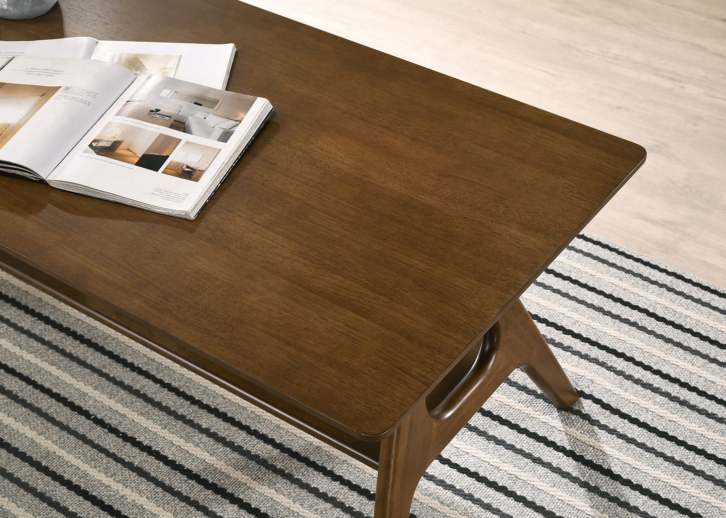 Arona Mid-Century Modern Wood Coffee Table with Storage Shelf