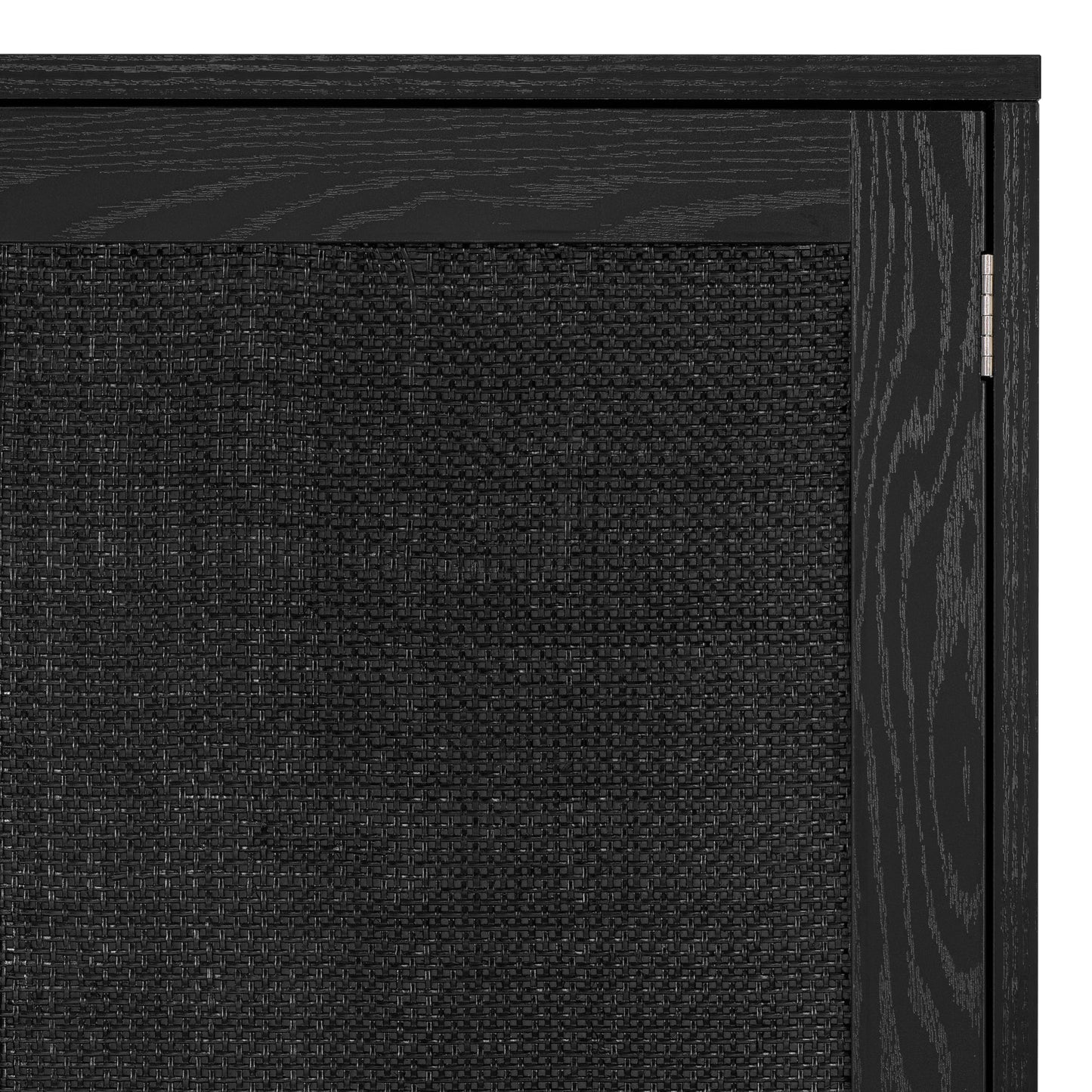 Sideboard Buffet Kitchen Storage Cabinet with Black Painted Rattan Doors, Modern Console Table Cupboard for Dining Room, Hallway, or Living Room, 31.5" x 15.8" x 34.6", Black