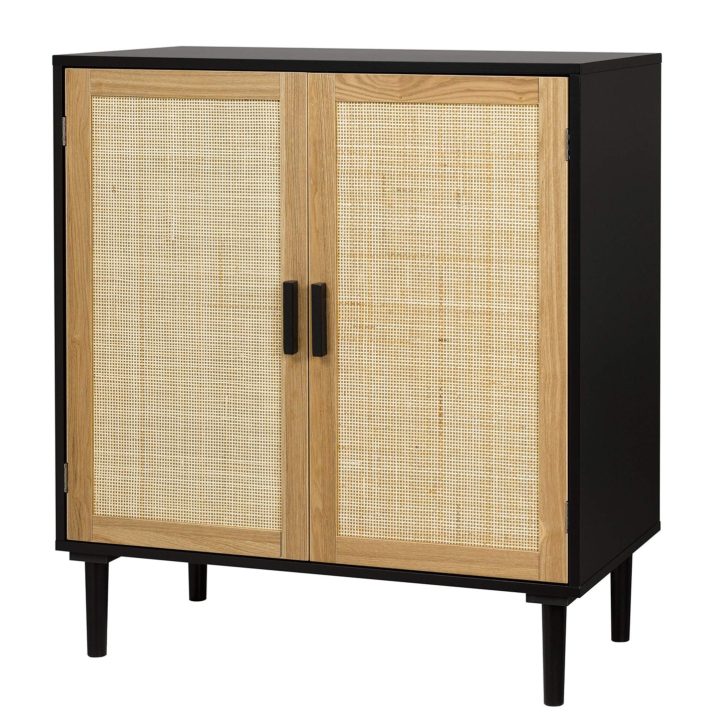 Sideboard Buffet Cabinet with Rattan Decorated Doors, Kitchen Storage Console Table and Liquor Buffet for Bar, Dining Room, or Hallway, 31.5" x 15.8" x 34.6"